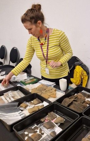Imogen on her prehistoric pottery market stall
