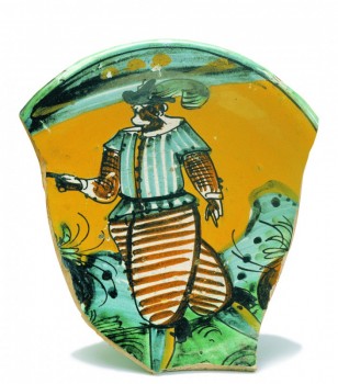 Tudor figure from a contemporary decorated bowl (MOLA)
